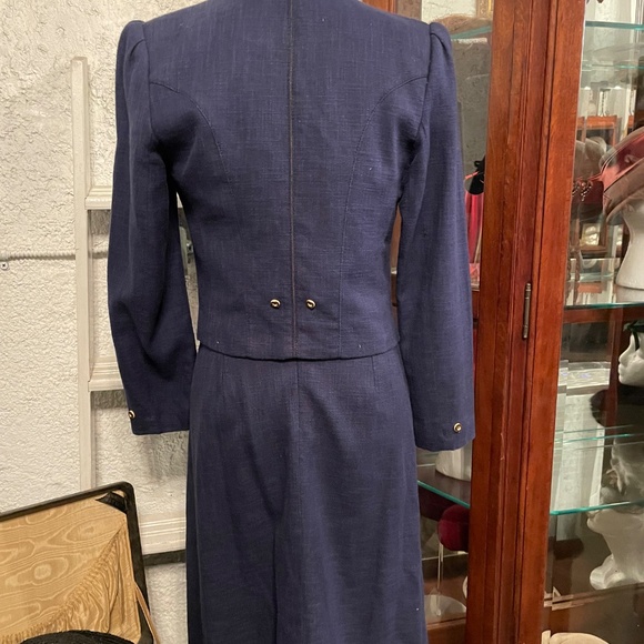 Blue Jacket and Skirt with Elk Bone Buttons by Your Sixth Sense - Picture 4 of 10